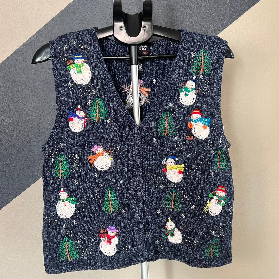 Bechamel Embroidered Christmas Sweater Vest-Bust 40