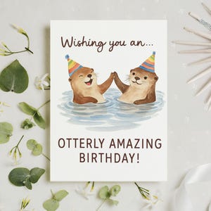 Cartão de aniversário com trocadilho de lontra para marido, feliz aniversário para o meu mais significativo cartão de aniversário divertido com lontra para namorado, aniversário de namorada