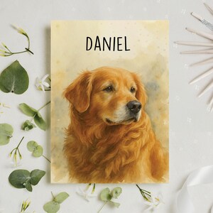 Tarjeta de cumpleaños personalizada para papá perro, tarjeta con retrato de perro, tarjeta de felicitación, regalo para amantes de los perros, tarjeta de agradecimiento con foto de perro en acuarela para mamá perro