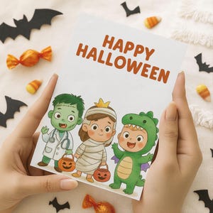 Happy Halloween Card, Trick Or Treat Card, Happy Halloween Card, Halloween Birthday, For Kid, To Child, Halloween Costume Funny Cad