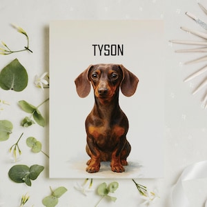 Dachshund Dog Memorial Card, Wiener Dog Greeting Card, Dog Mom Birthday Card, Custom Photo Dog Name Card, Gift For Dog Dad, Pet Photo Card