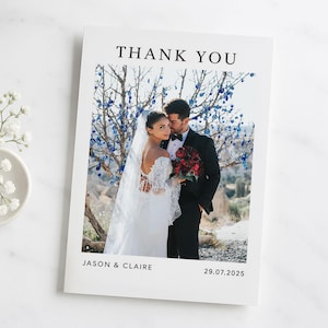 Cartes de remerciement de mariage personnalisées avec photo, Notes de remerciement personnalisées pour les invités au mariage, Papeterie de mariage personnalisée, Carte avec photo personnalisée