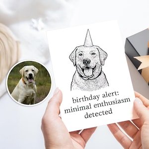 Biglietto di auguri di compleanno per cane, Buon compleanno al cane, Biglietto di auguri di compleanno per animali domestici, Biglietto di auguri di compleanno per cani, Avviso di compleanno, Biglietto divertente con entusiasmo minimo rilevato