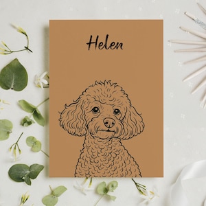 Custom Funky Pet Greeting Card, Cute Cat Thank You Card, Custom Badly Drawn Dog Portrait Minimalist, Custom Drawn Retro Pet Prints Gift