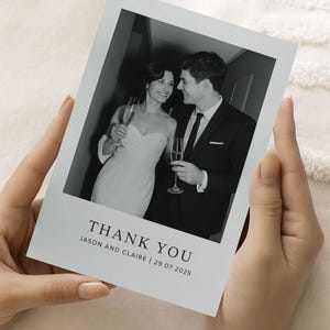 Cartes de remerciement personnalisées pour mariage, Cartes de remerciement avec photo de mariage, Cartes de mariage simples personnalisées pour les invités, Papeterie pour les mariés
