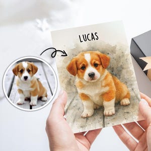 Custom Greeting Card With Pet Portrait, Personalized Dog Greeting Card, Personalized Cards, Custom Thank You Cards, Pet Birthday Cards