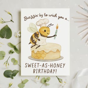 Funny Birthday Card, Bumble Bee Birthday Card, Buzzing To By To Wish You A Sweet As Honey Birthday, Birthday Gift For Her Wife Mom