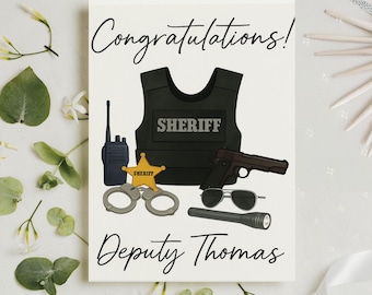 Sheriff Gift Cards, Deputy Police Officer Personalized Graduation Greeting Card For Him, Custom Name Graduation Card, 2025 Graduation Card