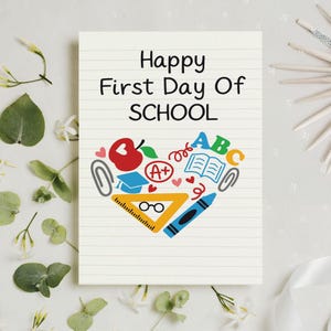 Cartão de Feliz Primeiro Dia de Aula, Cartão em Branco de Volta às Aulas, Cartão de Boa Sorte, Bem-vindo de Volta às Aulas, Cartão para o Novo Ano Escolar, Cartão de 2025