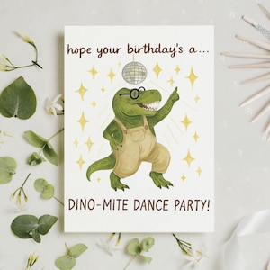Lustige Geburtstagskarte, Meme Dinosaurier für Freund, Geburtstagskarte des Mannes für ihn, hoffe Ihren Geburtstag eine Dino-Tanzparty, Dinosaurier-Liebhaber