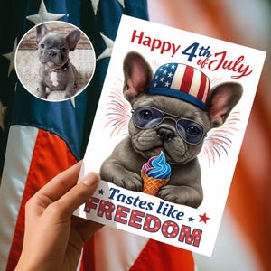 Carte chien personnalisée, carte joyeux 4 juillet, carte rigolote au goût de la liberté, carte 4 juillet pour amoureux des chiens, cadeaux pour la fête de l'indépendance