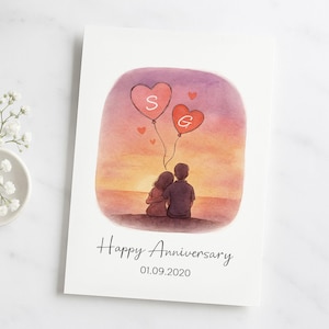Personalized Anniversary Date Card, Custom Anniversary Card For Husband, Anniversary Card For Wife, Custom Gift For Boyfriend Girlfriend