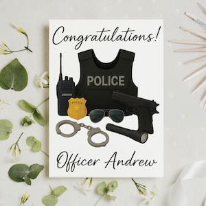 Cartes de remise de diplômes de policier, Carte de voeux de remise de diplôme personnalisée pour lui, Décoration d'enterrement de vie de jeune fille, Carte imprimée personnalisée, Carte de jeune célibataire