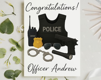 Police Officer Graduation Cards, Custom Graduation Greeting Card For Him, Bachelor Party Decoration, Custom Printed Card, Bachelor Card