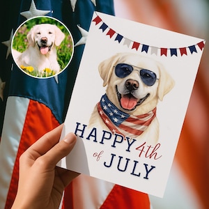 Carte de voeux photo personnalisée pour chien, carte du 4 juillet pour chienne et maman, cadeaux personnalisés, carte personnalisée pour chien patriote, carte d'anniversaire