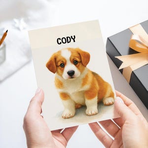 Corgi Greeting Card, Personalized Photo Dog Birthday Card, Quality Greeting Card, Charming Illustration, Dog Lover Birthday Card, Dog Mom