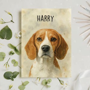 Colorful Dog Portrait Custom Card, Greeting Card For Pet Lover, Dog Photo Birthday Card, Illustration Pet Card, Thank You Card From The Dog