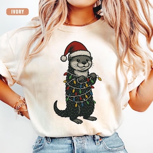 Otter Christmas Sweatshirt, Christmas Lights Hoodie, Sea Animal Xmas T-shirt, Otter Lover Christmas Tee, Otter Merry Christmas Shirt
