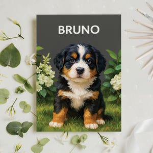 Carte d'anniversaire imprimable chien, carte de remerciement imprimable, carte d'anniversaire de chien, carte de voeux montagne Benese pour chien papa chien maman
