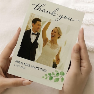 Cartes de remerciement de mariage personnalisées avec photo, cartes de mariage personnalisées pour les invités, notes de remerciement personnalisables élégantes pour les mariés