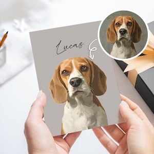 Tarjeta de felicitación personalizada con retrato de mascota, tarjeta personalizada para perro, tarjetas personalizadas para mascotas, tarjetas de agradecimiento personalizadas, tarjetas de cumpleaños para gatos