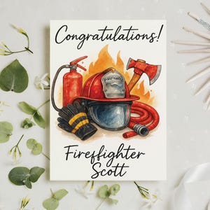 Tarjeta de graduación de bombero personalizada, recuerdo de graduación de la Academia de Bomberos, tarjeta de felicitación de bombero, regalo para él, tarjeta de graduación de 2025