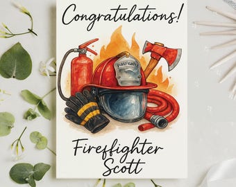 Personalized Firefighter Graduation Card, Keepsake Fire Academy Graduation Gift, Fireman Congratulations Card, Gift For Him, 2025 Grad Card