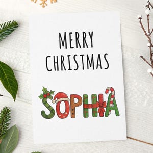 Biglietto di Natale personalizzato con nome per bambini, biglietto di Natale personalizzato con nome di famiglia, biglietto di Natale personalizzato per nipote, nipote, nipote, nipote