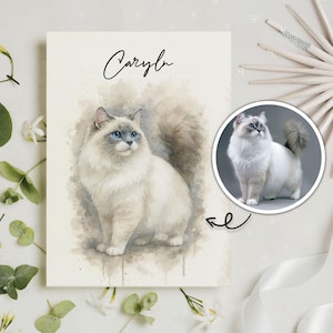 Tarjeta personalizada de acuarela para mascota con foto, tarjeta de felicitación con retrato de mascota, regalo conmemorativo para mascotas, regalo para dueños de mascotas, regalo por la pérdida de una mascota
