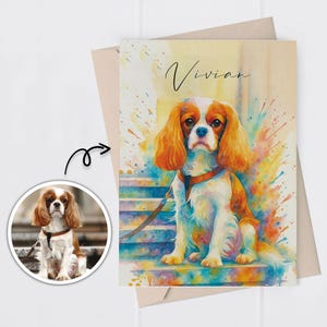 Tarjeta de felicitación imprimible con retrato de mascota personalizado, tarjeta de agradecimiento con foto y nombre de perro, tarjeta de cumpleaños para papá perro, mamá perro