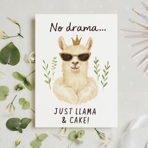 Lama Verjaardag, Fijne Verjaardagskaart, Grappige Verjaardagskaart, Lamakaart, Punny Lama, Lama Verjaardagskaart, Lama Cadeau Ideeën, Alleen Lama & Taart