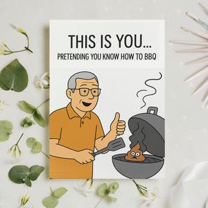 Grappige Vaderdagkaart, doen alsof je weet hoe je moet barbecuen Grappige verjaardagskaart, grappige cadeaus papa, bedankkaart voor papa, wenskaart papa