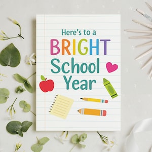 Biglietto per il primo giorno di scuola, biglietto di auguri per la buona fortuna a scuola, biglietto per il ritorno a scuola della nuova classe, biglietto per il primo giorno di scuola, regalo per studenti