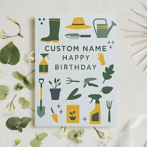 Personalised Gardener Name Birthday Card, Gardening Card, Garden Lover Card, Birthday Card For Mom Grandma, Gardening Birthday Card