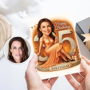 Caricatura personalizada de 35 cumpleaños a partir de fotos, regalo de caricatura de feliz cumpleaños, feliz 35 cumpleaños, caricatura a partir de foto