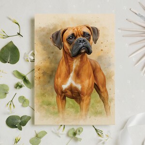Tarjeta de cumpleaños personalizada de Boxer para papá, tarjeta con retrato de perro, tarjeta de felicitación, regalo para amantes de los perros, tarjeta de agradecimiento con foto de perro para mamá.