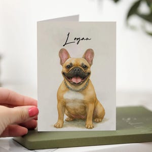 Aangepaste wenskaart Franse bulldog, aangepaste kaart huisdier portret, hond kat konijn schets, aangepaste hond kaart, huisdier schets, huisdier ansichtkaart kat kaart