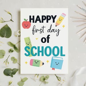 Tarjeta de feliz primer día de clases, regalo para el primer día de clases, tarjeta de buena suerte para la vuelta al cole, tarjeta para la guardería, regalo del profesor, regalo de los alumnos