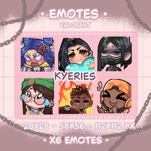 6 Unique Valorant-Inspired Emotes for Twitch & Discord – Digital Art Pack