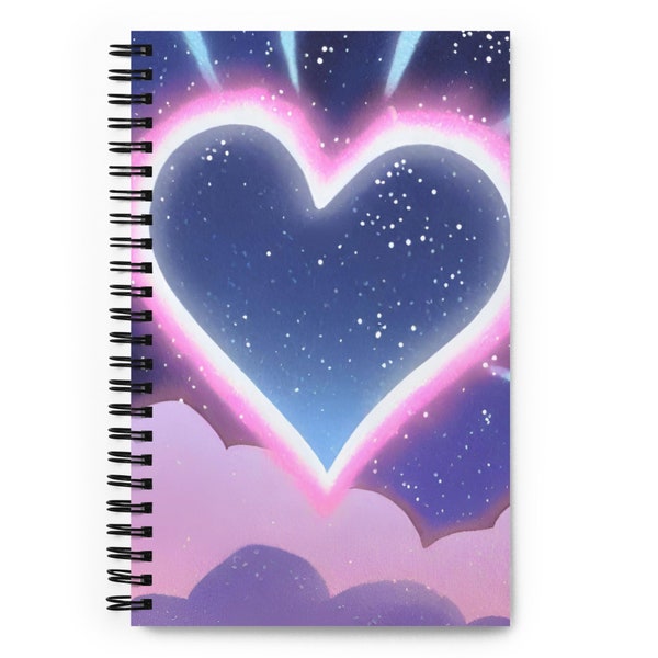 Cosmic Heart Rays Space Love Clouds Anime girly purple Pink dreamy Y2K 2000's journal note book diary by Well Mind Mankind unique fun gifts