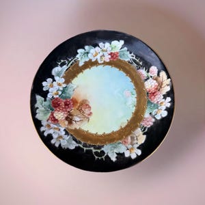 Antique O & E.G. Royal Austria Decorative 9&quot; Plate, Raspberries Black and Gold Hand Painted