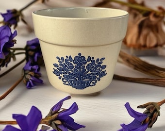 PFALTZGRAFF Yorktowne Flower Pot Plant Pot Stoneware Blue Pottery Crock