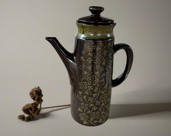 Franciscan Madeira Coffee Pot Vintage Brown Olive MCM Earthenware 1970s