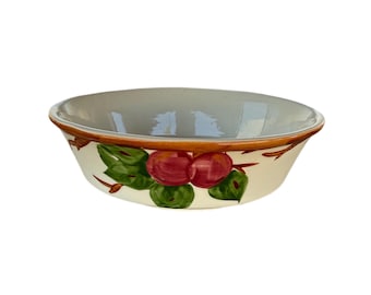 Vintage Franciscan Apple Vegetable Bowl Made in England, Hand Painted Red Apple Ceramic Serving Bowl 8 1/2”