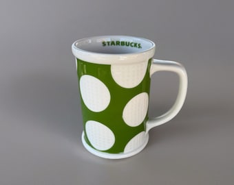 Starbucks Golf Ball Dimpled Green White Ceramic Tea Cup Mug 2007 Release