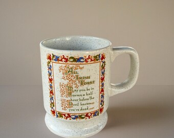 Vintage 1970s Irish Toast Ceramic Mug or Irish Coffee Toasting Mug  Stoneware