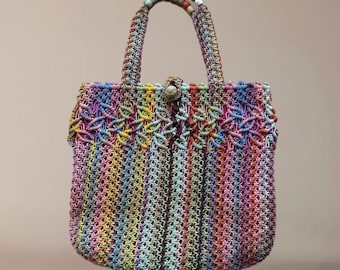 Vintage Multi Color Over the Shoulder Purse Woven