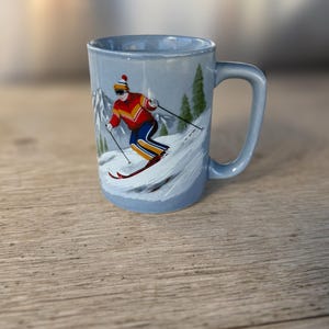 Vintage Otagiri Japan Skiing Snow Ski Mountain Chalet Coffee Mug -2 Side Design