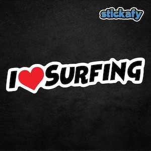 I Love Surfing Sticker