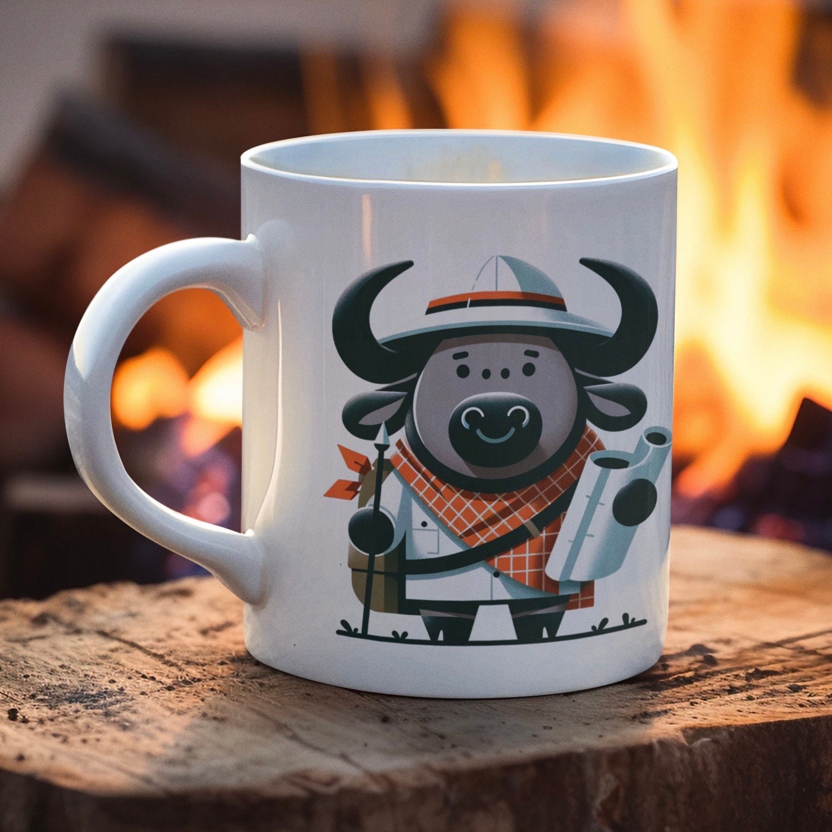 Maasai Buffalo Quest Cup Benny's Brave Explorer Mug, Simplified